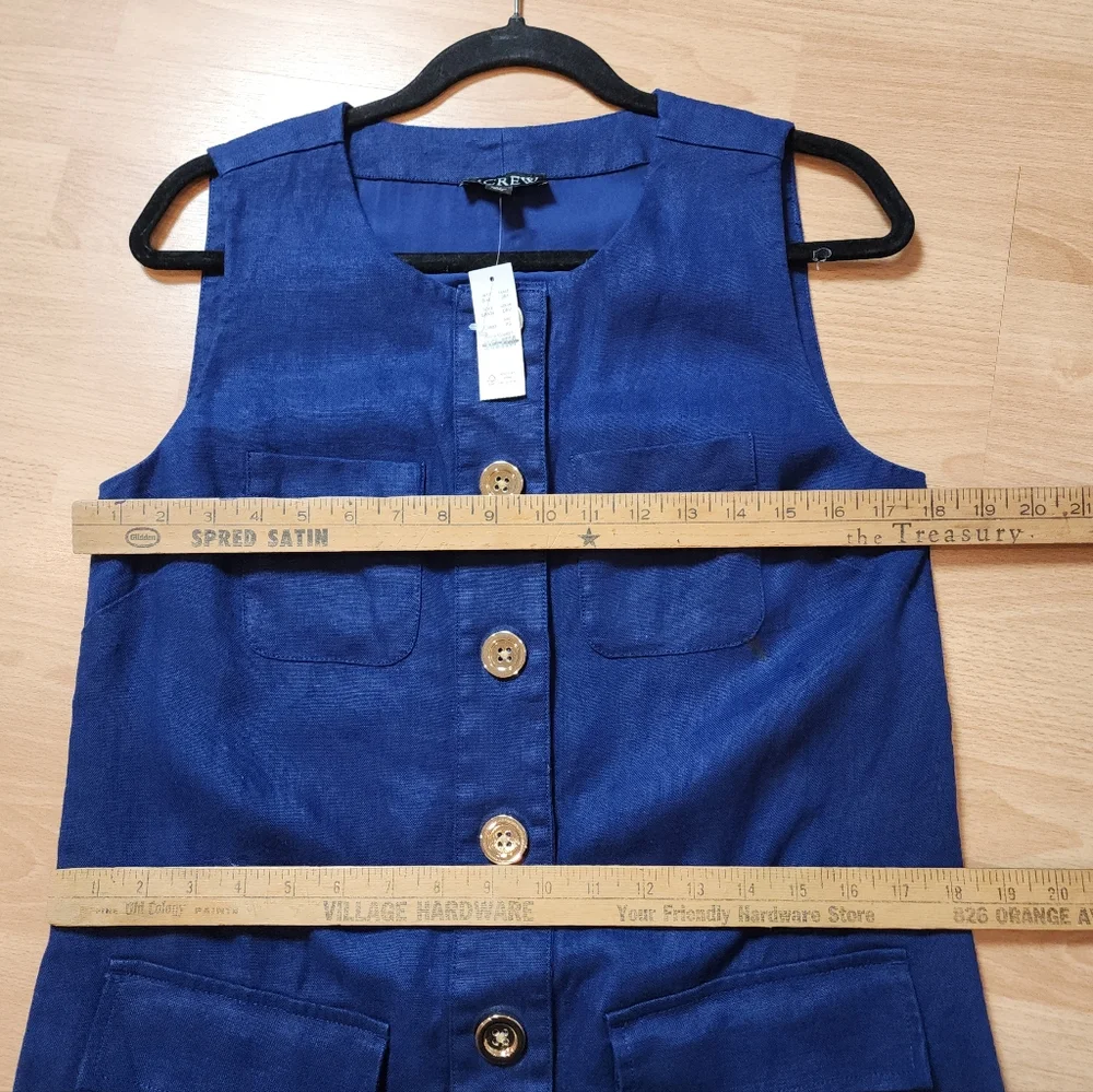 NWT J. Crew‎ 100% Linen Blue Sleeveless Button Shift Mini Dress Size XS - Picture 7 of 15